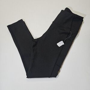 NY‎ & Co Leggings Womens Medium Black Mid Rise Pocketed Yoga Casual Activewear